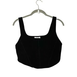 Babaton Aritzia Sculpt Knit Bustier Womens L Solid Black Square Neck Ribbed